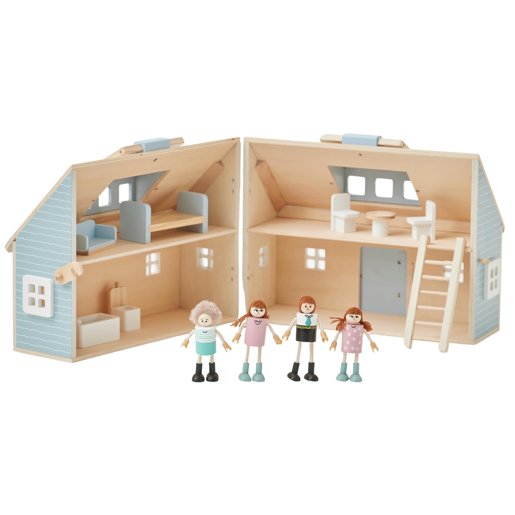 Olivia's Little World Wooden Cottage Dollhouse with 12 accessories and 4 figurines