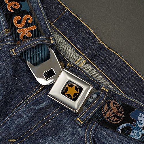 Buckle-Down Seatbelt Belt - Woody REACH FOR THE SKY Denim Blue Print - 1.0" Wide - 20-36 Inches in Length2