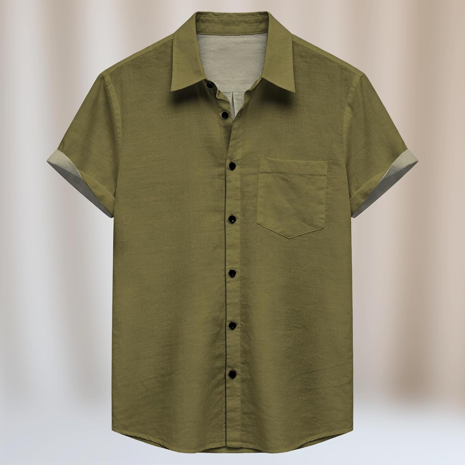 Mens Short Sleeve Button Down Shirts Summer Business Casual Work Outfit Breathable Lightweight Shirt - Image 2