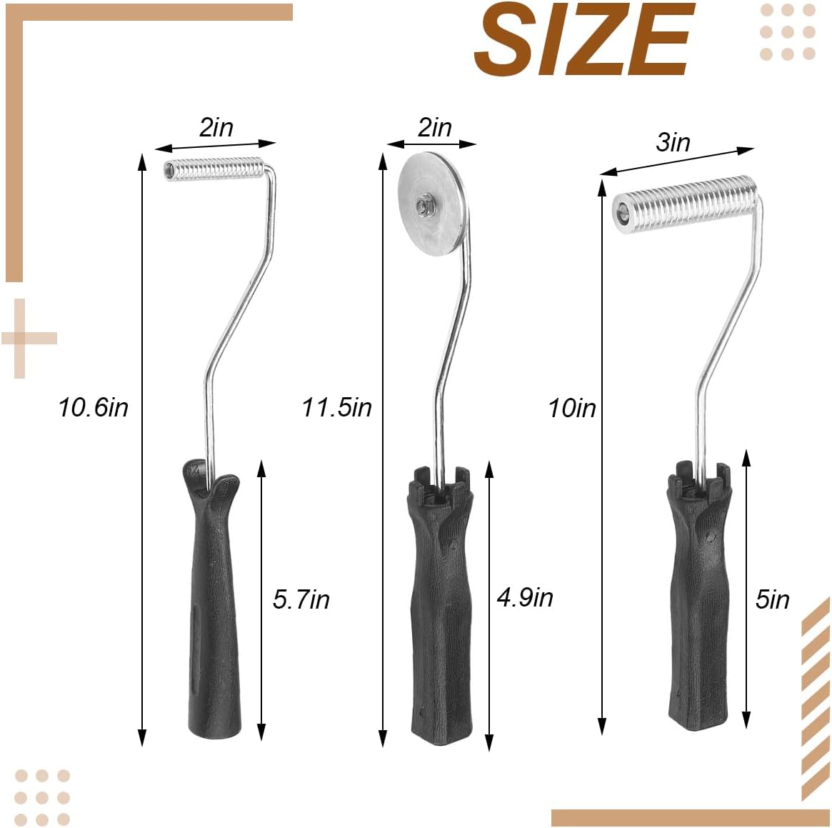 Fiberglass Roller Tools Kit, 3PCS Aluminum Head Laminating Paint Bubble Buster Roller Paddle Tool Set, Automotive Repair Accessories for Mold Resin Composite, Universal Fit