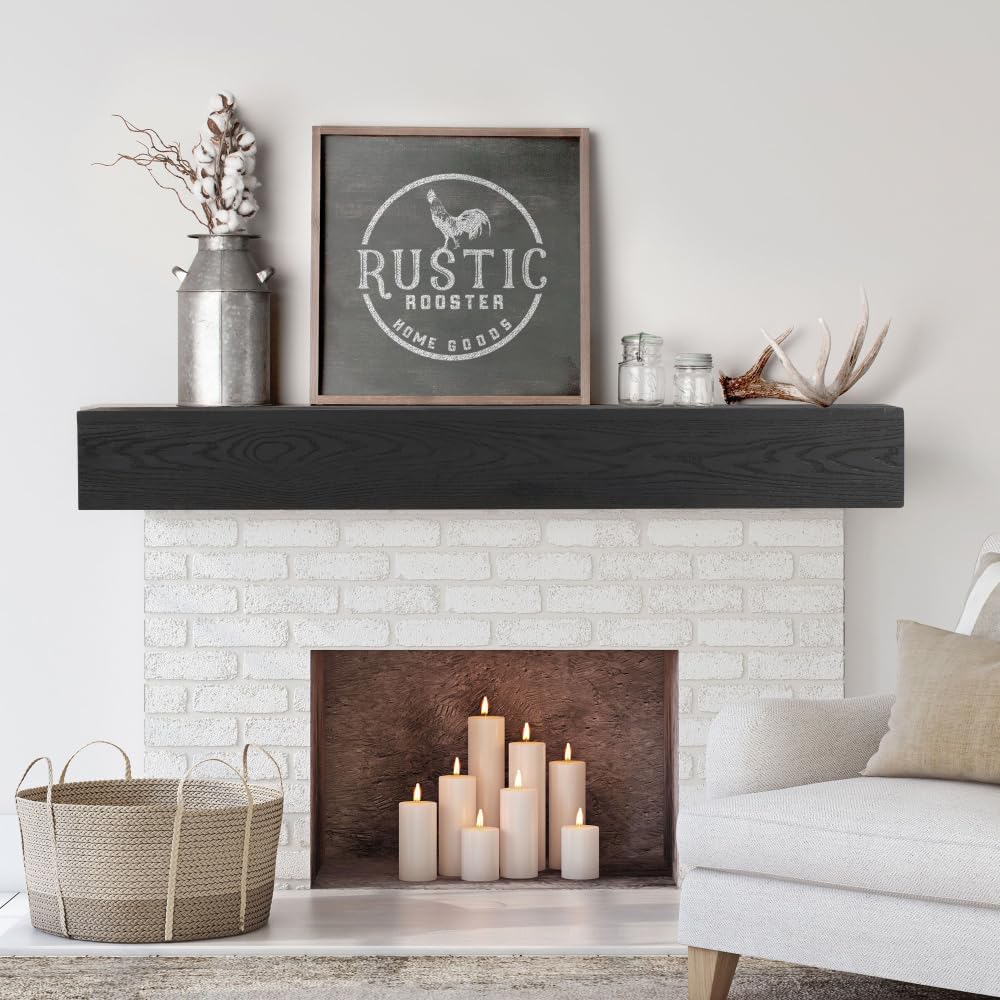 60'' /48''Solid Wood Fireplace Mantel Western Red Cedar Wall-Mounted & Floating Shelf for Home Decor (60'')