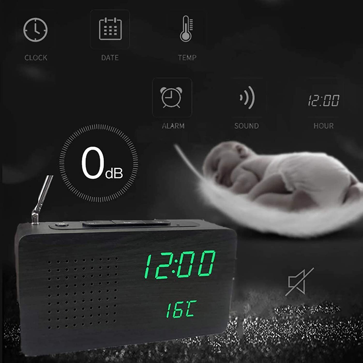 Amazon.co.jp: レトロ目覚まし時計ラジオ、FMラジオ付きヴィンテージ