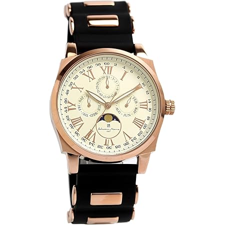 [サルバトーレマーラ] 腕時計 ムーンフェイズ マルチカレンダー 5気圧防水 ビジネス フォーマル メンズ ラバーベルト 限定モデル ホワイト  ピンクゴールド SM22105R-PGWH