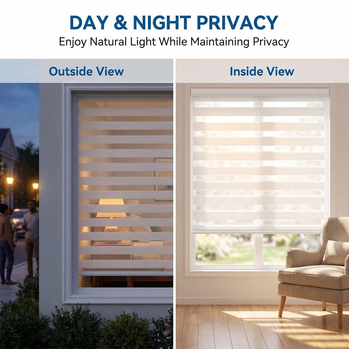 Estores Cebra Noche Y Día con Doble，Estor Térmico Opaco, Cortina Cebra Protección Solar，Persianas Enrollables Interior para Ventana Translúcido Y Oscurecido Privacidad(Gris,W150xH100cm)