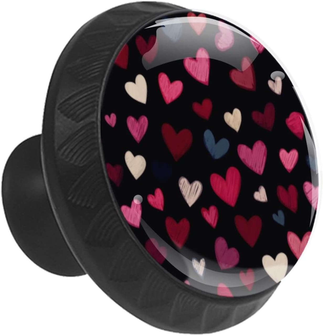 Hearts Pattern Decorative Cabinet Knobs, Crystal Glass Drawer Knobs with Screws, Furniture Hardware for Kitchen Bathroom Dresser Cupboard Wardrobe