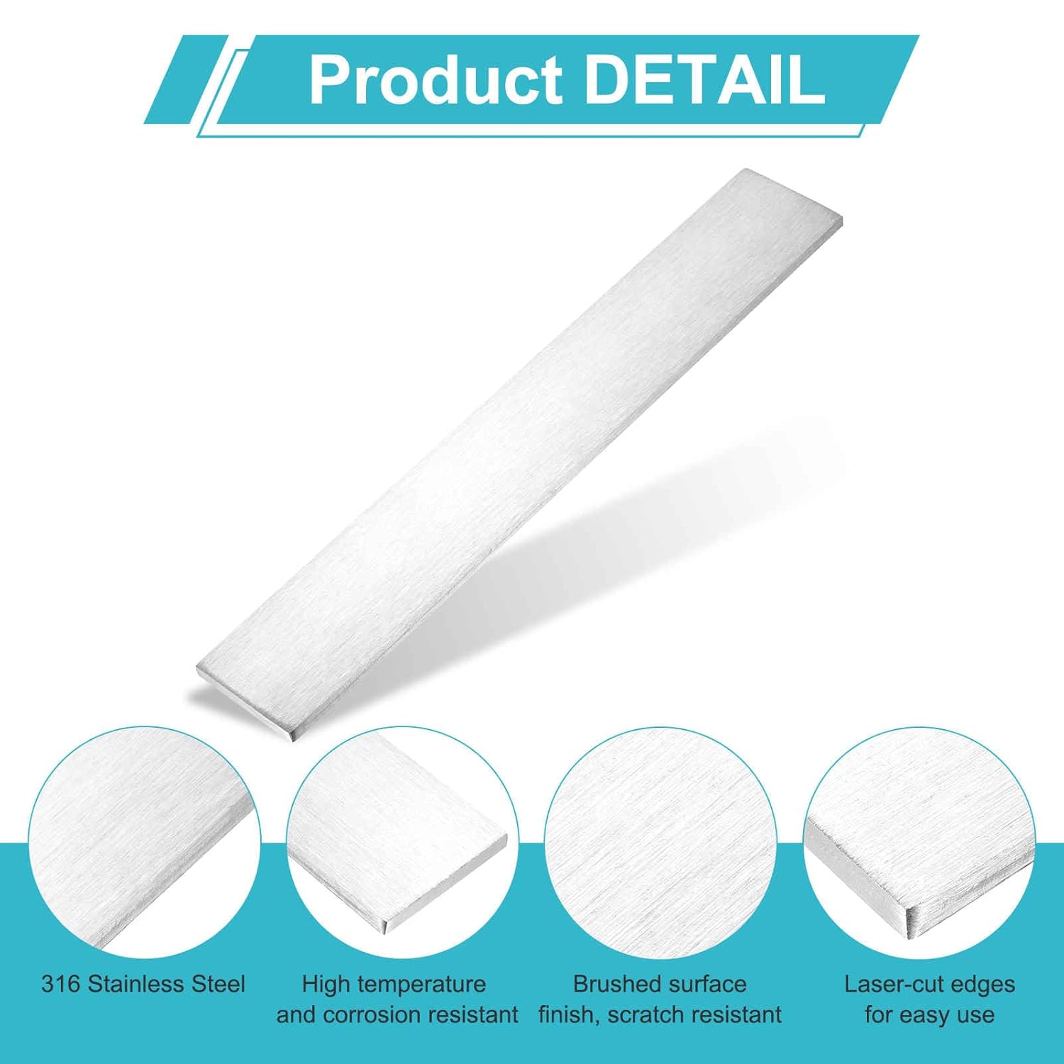 MECCANIXITY 316ステンレススチールフラットバー、1/4インチ(6mm)T&times;2インチ(50mm)幅&times;11-13/16イン