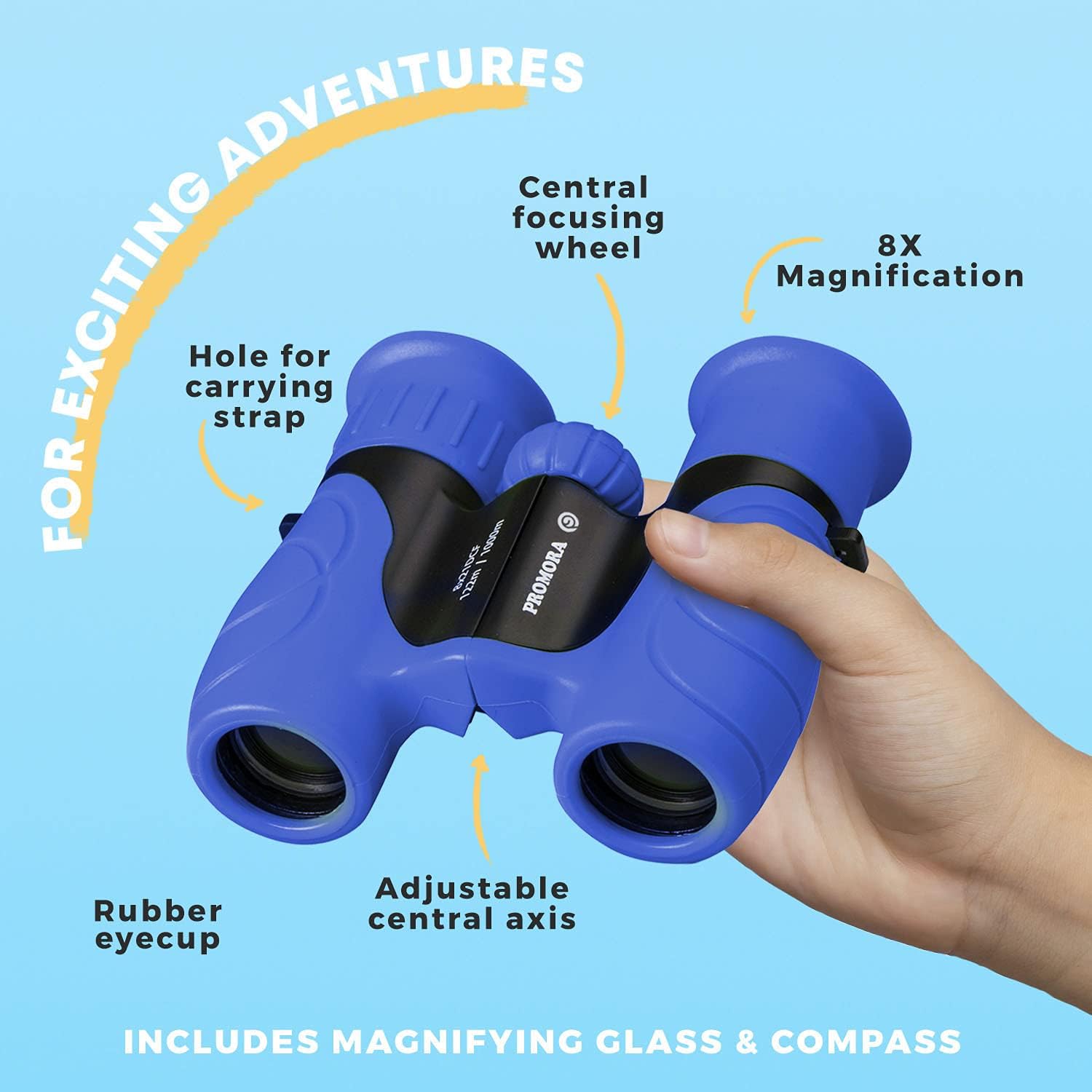 Binoculars for Kids – Perfect Toy for Little Boys and Girls – Extensive Set Incl. Magnifying Glass & Compass – Powerful Magnification 8X21 – 3 to 12 Year Old Kids for Toddler