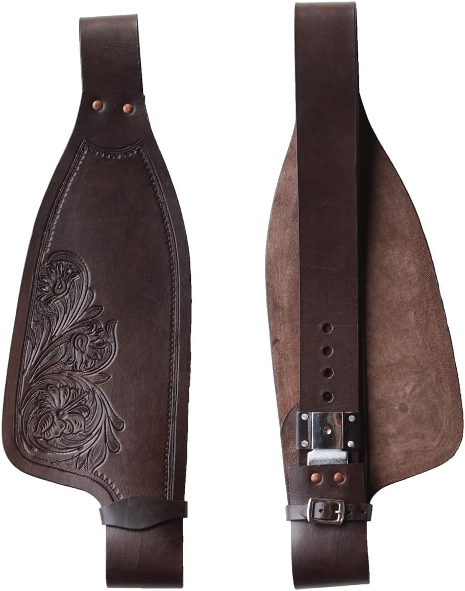 CHALLENGER Horse Western Adult Floral Tooled Leather Replacement Saddle Fenders 5257DB