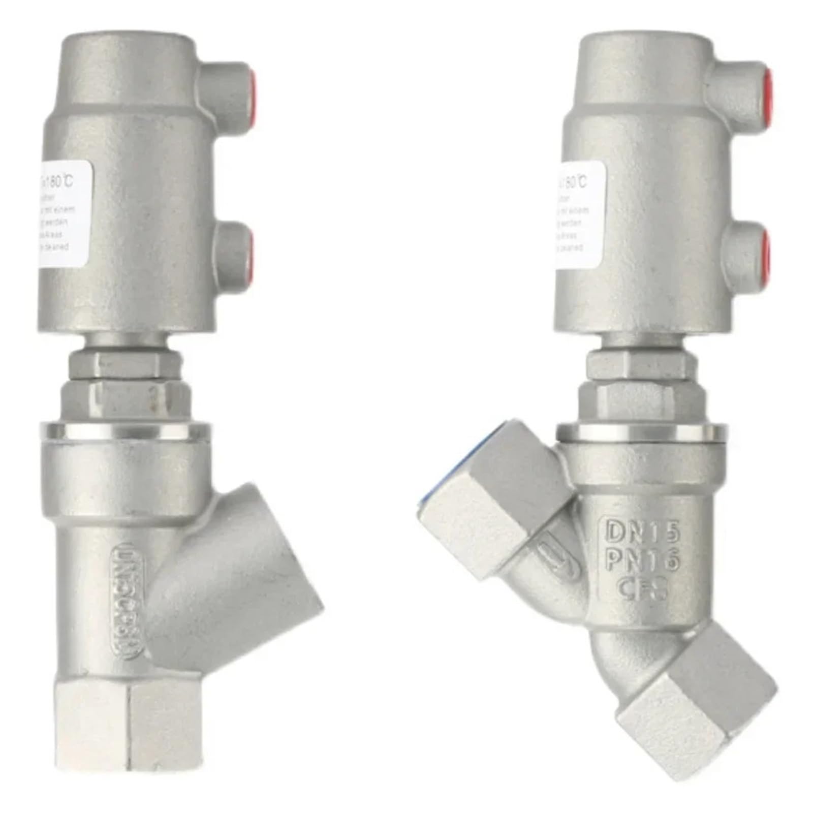 Valvola a sede angolare pneumatica, Valvola a sede angolare for riempitrice pneumatica a forma di Y DN10 DN15 Acciaio inossidabile 304(Type-a Dn15 90c)