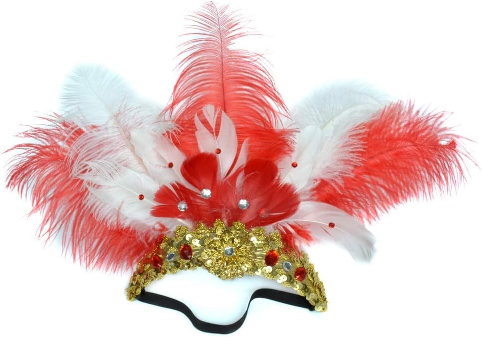 Qian Mei Jia Handmade Custom Dance Headdress Masquerade Ostrich Feather Headdress Perform Hair Hoop Carnival Headwear