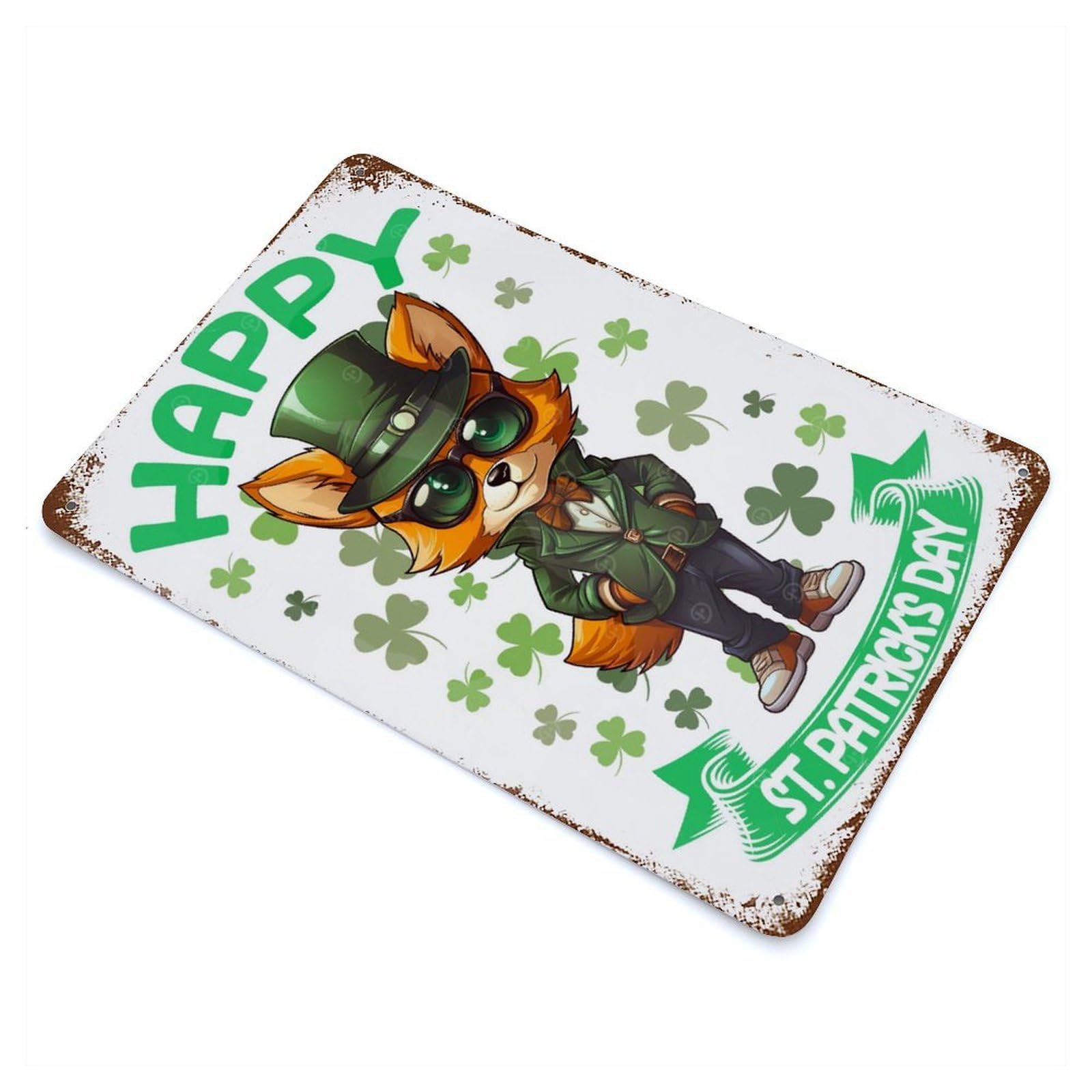 Coyote Saint Patricks Day 11.8"x7.9" Vintage Rust Metal Sign, Decorative Metal Wall Art for Living Room, Hallway And Home Decor