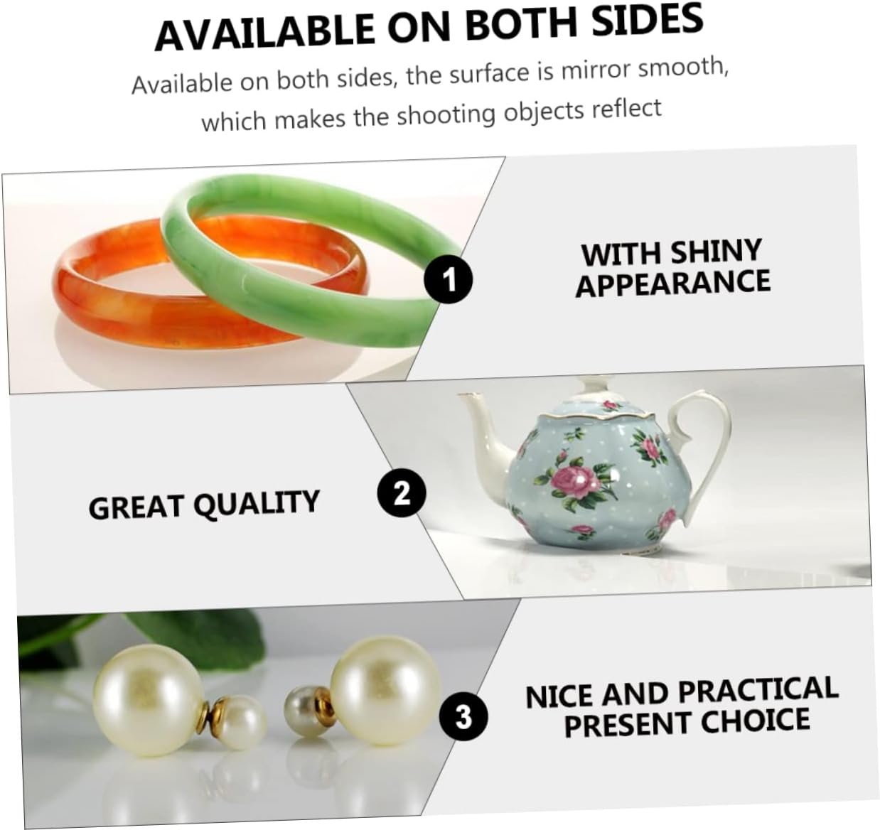 1pc Acrylic Mirror Reflection Board Multi-use Photography Prop for Jewelry Makeup and Studio Backdrops Recyclable Material Photo Supply Accessory