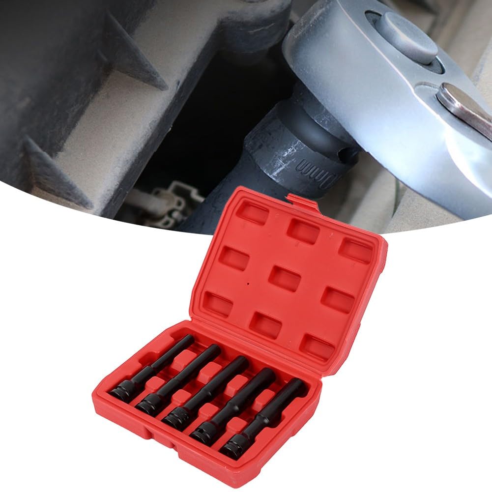 EasyByMall Set di 9 chiavi a bussola esagonali estese da 1/2 pollici, 8-19 mm, adattatore per chiave inglese convertitore con barra di estensione per trapano per cricchetto elettrico