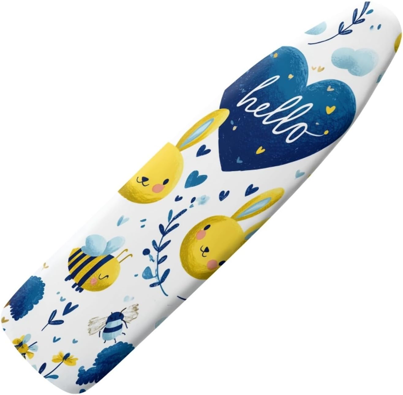 Padded Ironing Board Covers 18 X 49 Blue Yellow Heart Ironing Board Pad and Cover Thick Replacement Drawstring Tightening & Lock, Easy Fit, Scorch & Stain Resistant, Non Slip