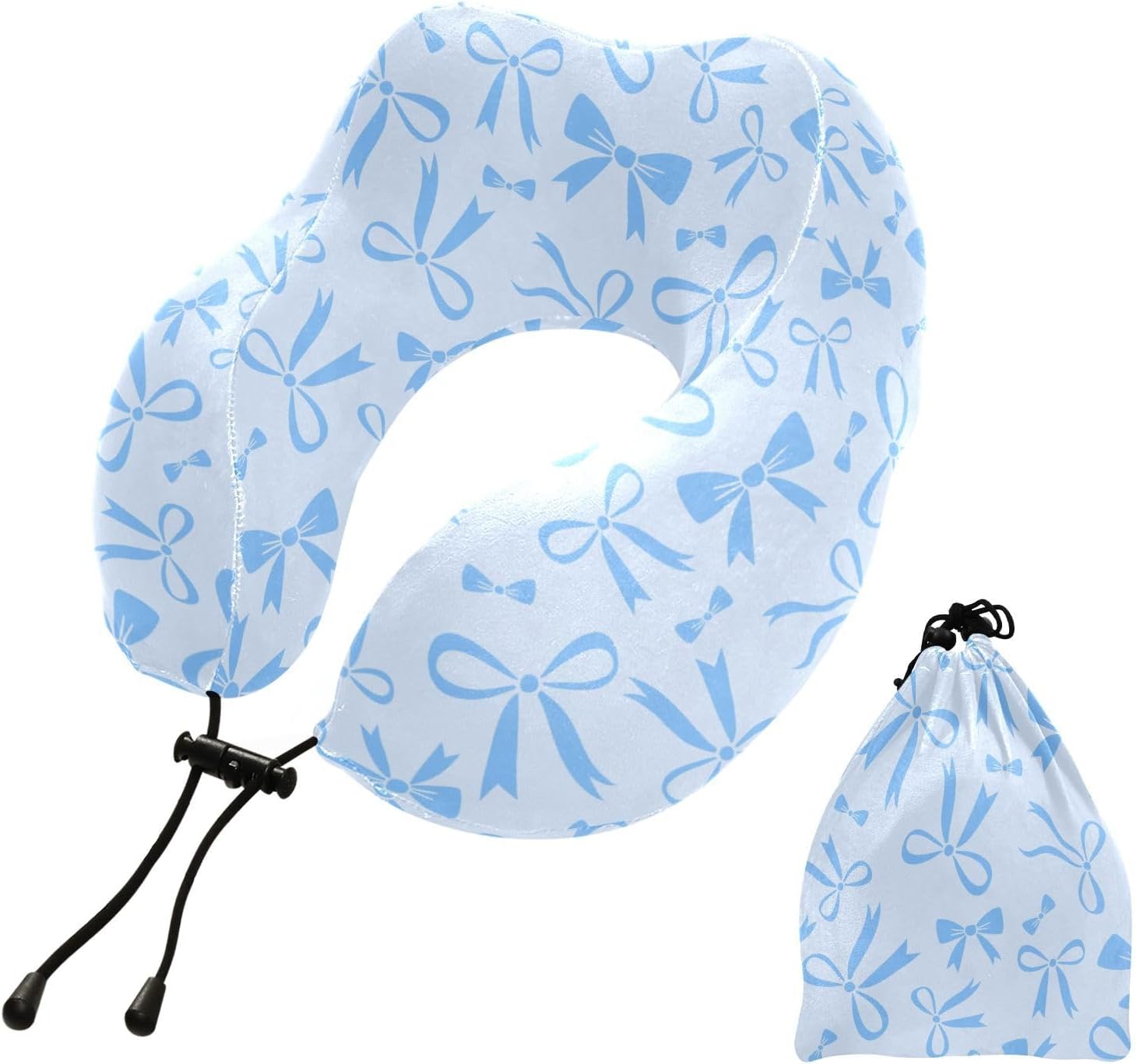 Ribbon Bow Blue Travel Pillow Neck Pillows for Sleeping