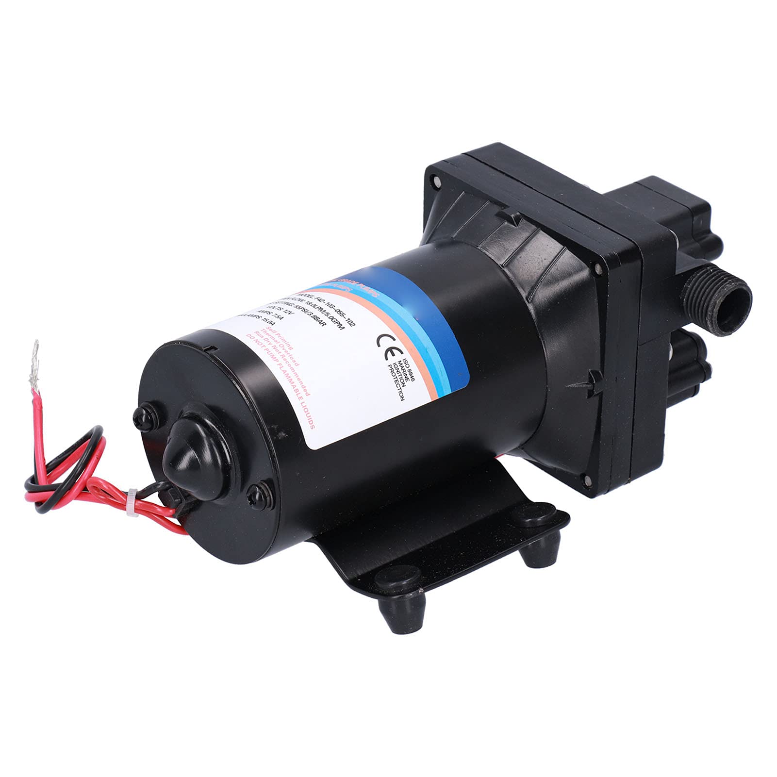 Para riego y lavado de autos - Bomba de agua de alta presión autocebante de 24 V CC - Bomba de diafragma con diseño de cuatro cámaras - Caudal de 8 litros - Elevación de succión (F42-103-055-202（24V）)