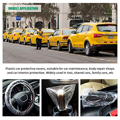 300Pcs Clear Disposable Car Protective Covers Include 100Pcs Disposable Steering Wheel Covers 100Pcs Disposable Gear Shift Cover 100Pcs Disposable Handbrake Cover For Auto Car Accessories #TOP5