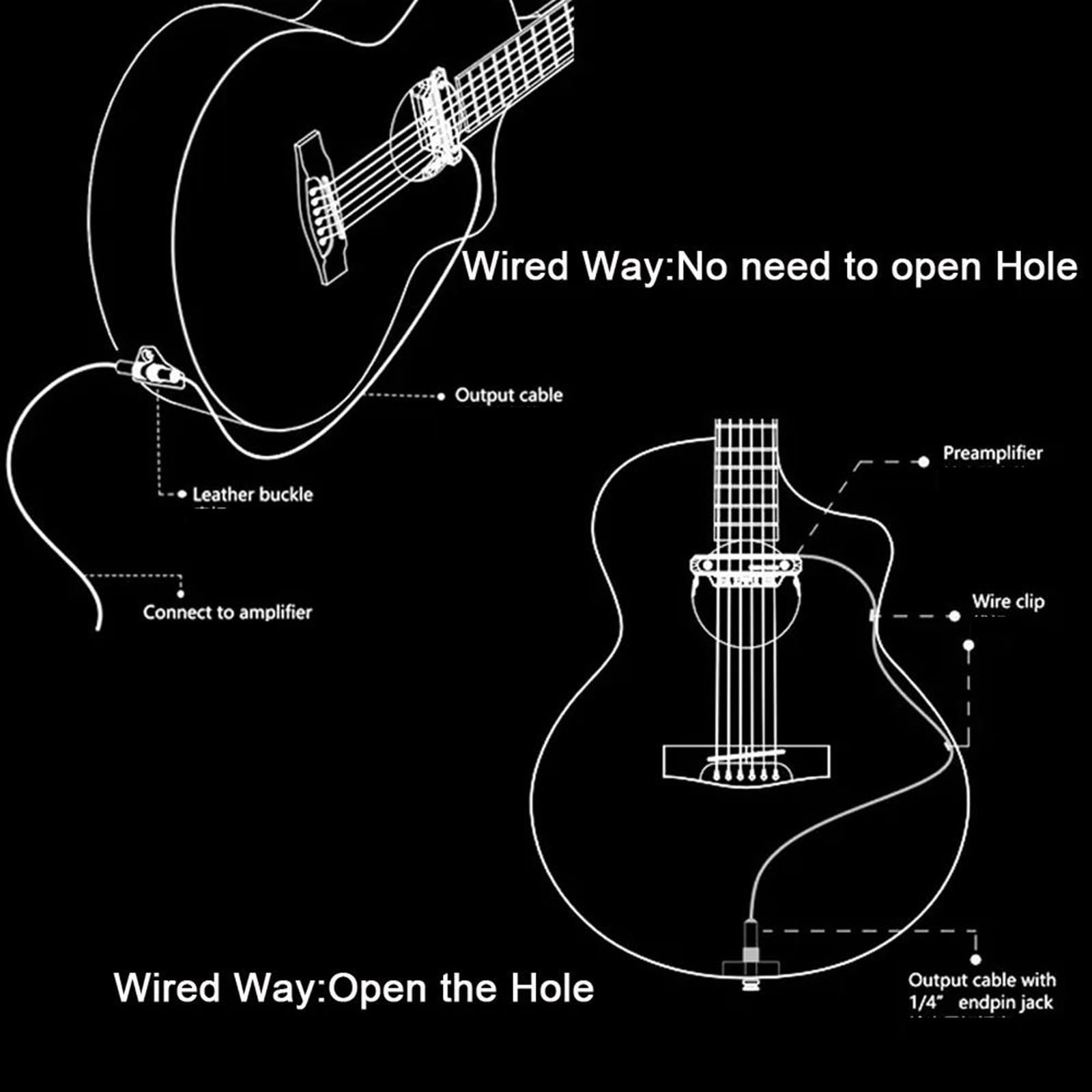 Pickup per strumenti ad arco Pickup Per Buca Per Chitarra Acustica Con Microfono Ricevitore Per Buca Da 80-120 Mm(Bk)