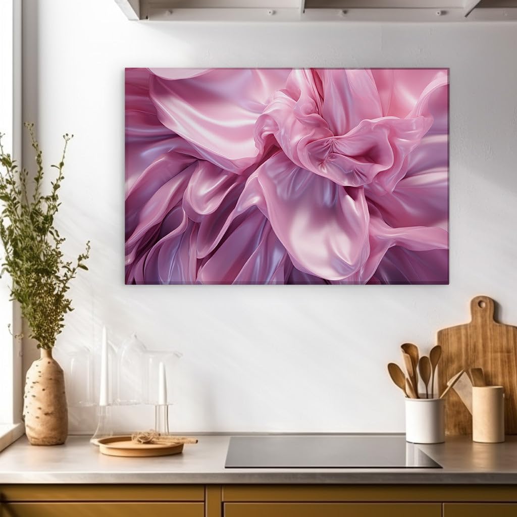 Canvas for Living room. Elegance in Bloom: Fabric-Flow Artistry Captures a Floral Dance, 27 x 18 inch Canvas Wall Art - Contemporary Masterpieces - Botanical Home Decor - 69x46 cm (27x18 inch)
