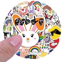 Vista 3 de Calcomanías ASL 50 piezas de calcomanías de vinilo impermeables en lenguaje de señas americano para botellas de agua, laptop, equipaje, taza