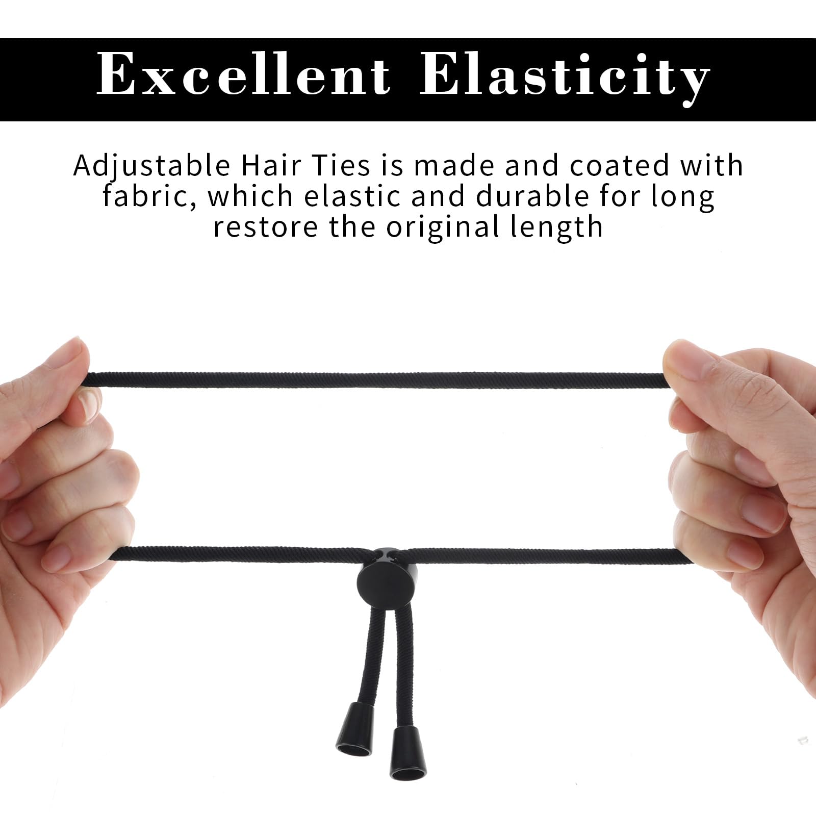 Verstellbare Haargummis Gjinxi Stylisch Geflochtener Haargummi Mädchen Elastische Haarbänder Baumwolle Langes Haarseil für dickes Haar und Natürliches Verworrenes Lockiges Haar(6 Stück,Schwarz)