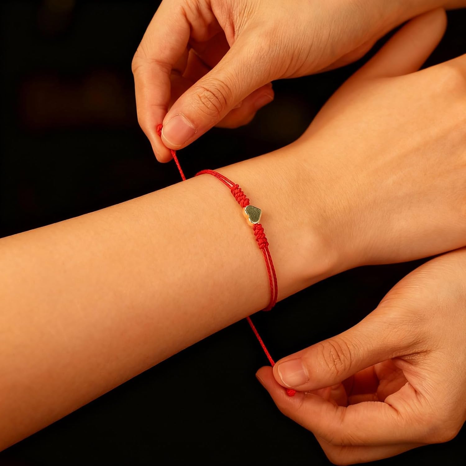 Red String Bracelet for Women, 2Pcs Thread Bracelets, Protection Matching Heart Bracelets, Mother Daughter & Couple Bracelet, Ideal Christmas Valentine's Gifts - Image 3