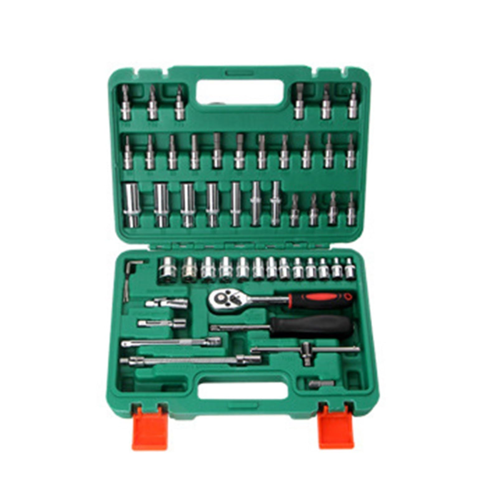 Rgybao Green 53Pcs 1/4" Drive Ratcheting Wrench Kits Includes Multiple Bit Socket And Extension Rod For Precisions Automotive Repairs Socket Set With Extension Stick