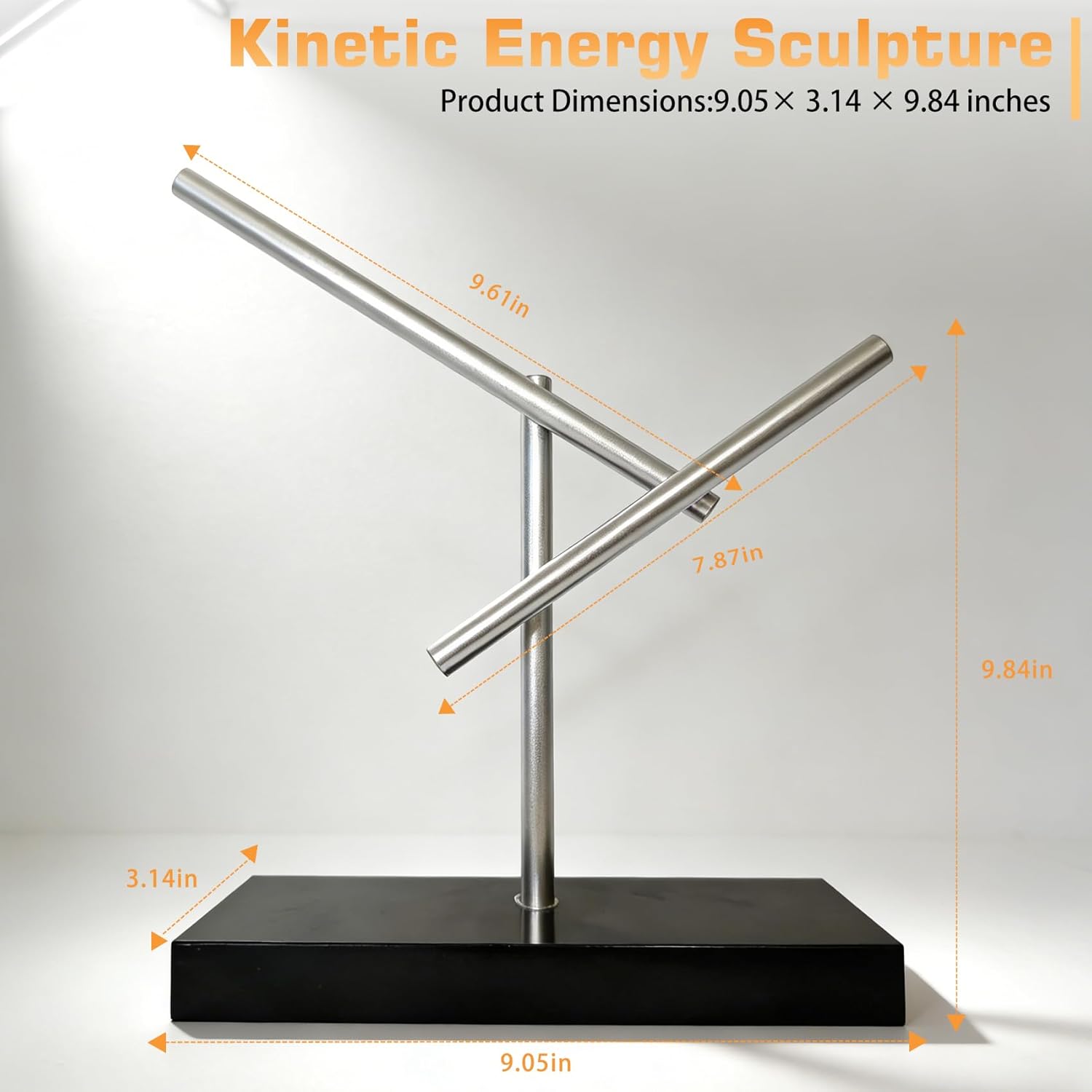 Kinetic Energy Sculpture, Desktop Version Perpetual Motion Ornaments, Mute Double Pendulum Swinging Sticks, Powered Gear Sculpture for Both Home and Office Use, Relieve Stress and Calm Emotions