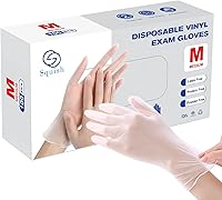 squish 100 Count Medium Disposable Vinyl Gloves - 4 Mil Thick, Latex Free Powder Free for Cleaning, Cooking, Food Handling