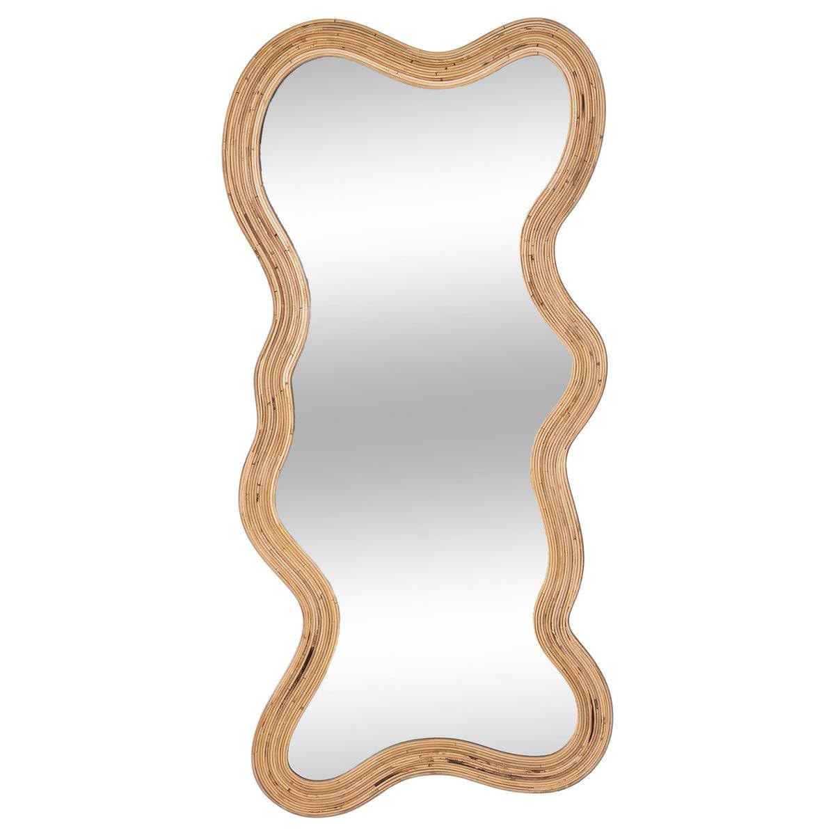 Atmosphera Creator d'Intérieur – Espejo Maggie con Forma orgánica – Dormitorio, Salón, Entrada, Vestidor, Marco de ratán – para Colgar o Colocar
