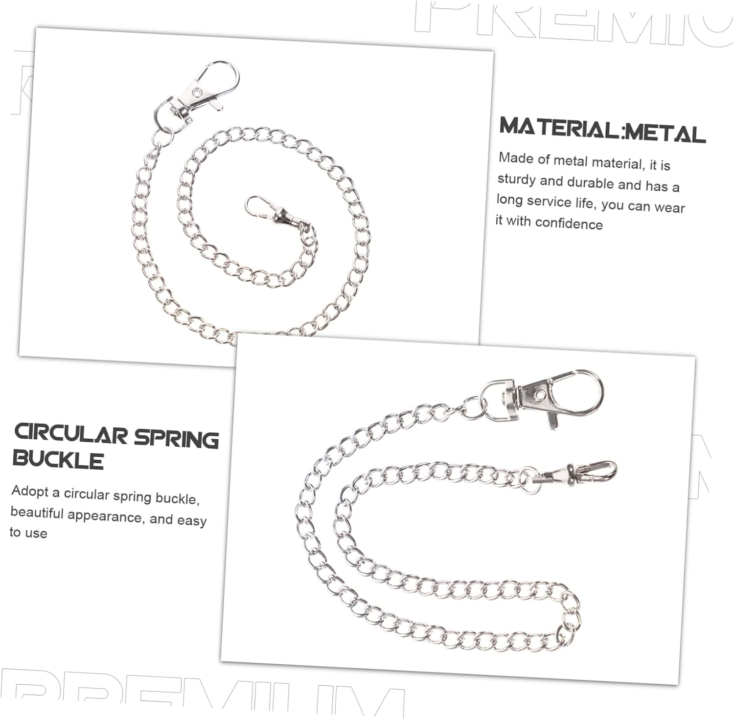 Decorative Metal Pocket Watch Chain with Circular Spring Buckle
