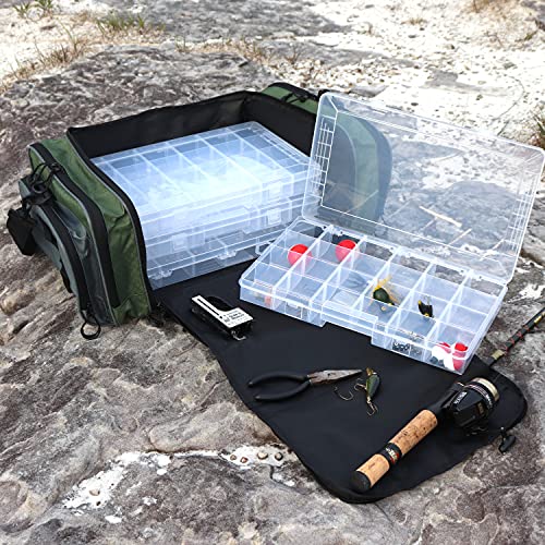 Osage River Large Fishing Tackle Bag, Saltwater Fishing Gear Bag, Tackle Box Organizer With Waterproof Non-Slip Bottom, Padded Shoulder Strap, And Fishing Pliers, Fishing Gifts For Men, Green #TOP6