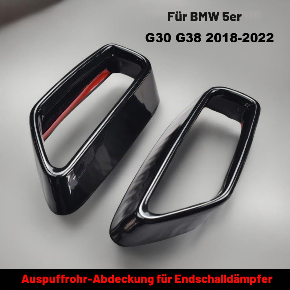 Edelstahl Auspuffspitzen Auto Auspuff Schalldämpfer Endrohr Spitze Abdeckung Zierleisten für BMW 5er G30 G31 2018-2021 Auspuffschalldämpferabdeckungen (Schwarz, 1 Paar)