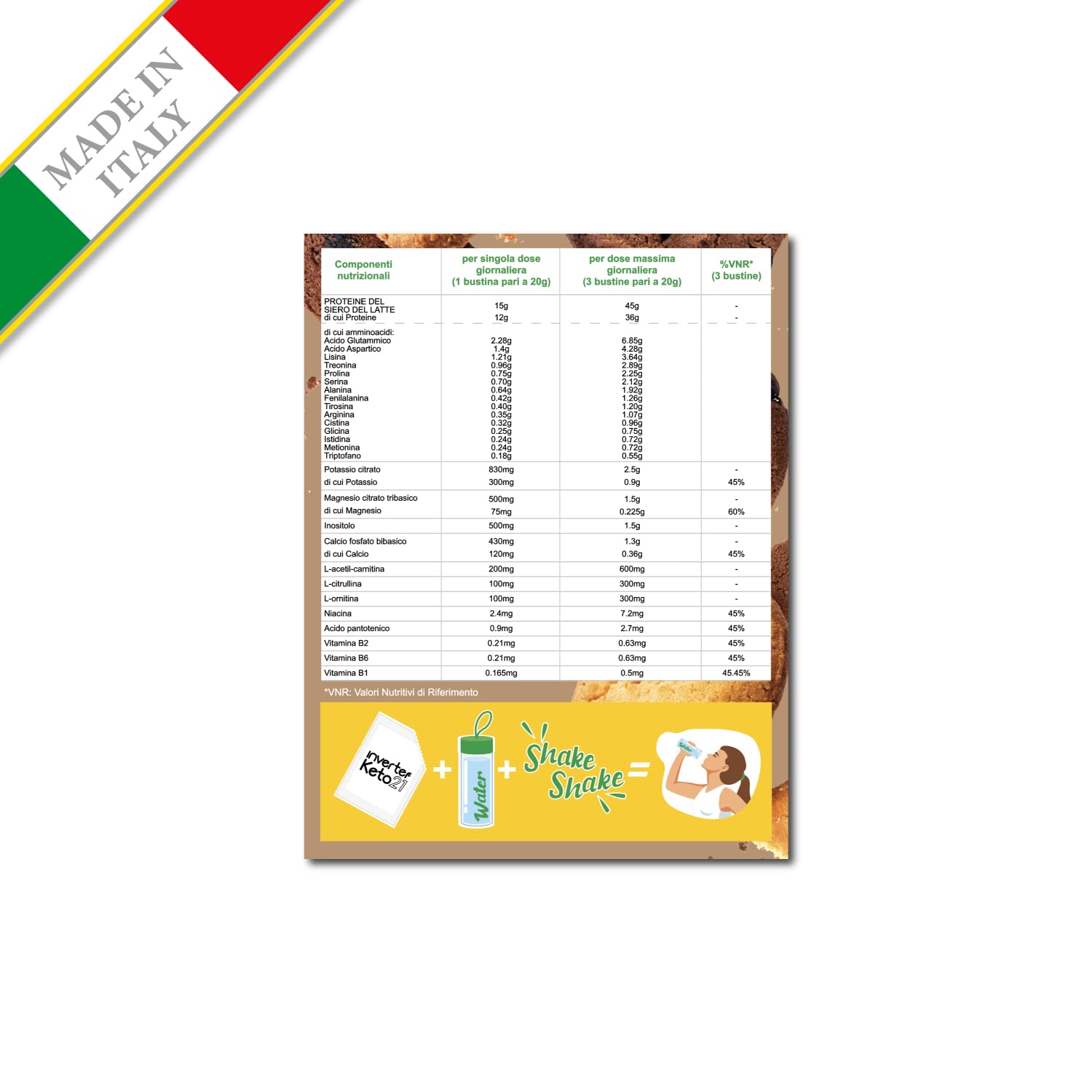 Giavì Inverter Keto21 bustine - Integratore a base di Proteine, Sali Minerali e Vitamine - indicato per la dieta chetogenica - attiva la chetosi - dieta chetogenica kit 21 giorni (Biscotto)