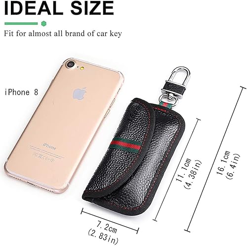 Miniatura 5 de VAWcornic Faraday - Paquete de 2 bolsas para llavero, de piel auténtica, bloqueo de señal RFID, bloqueo de señal sin llave, funda para llave para