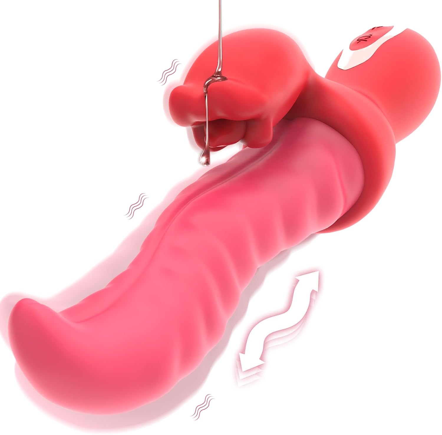 Tongue Vibrator Sex Toys for Women, Thrusting Undulating Vibrators Dildo with 10 Thrustion Wiggling & Vibration Modes, Move Sinuously G Spot Clitoral Stimulator Rose Toy for Couples Pleasure