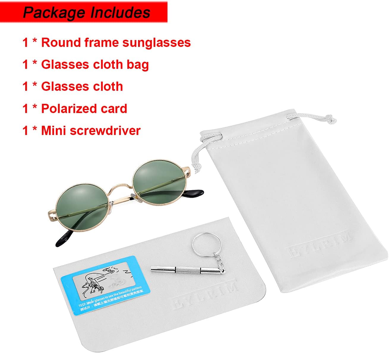 Red Lens Circle Glasses Small Round Polarized Sunglasses for Women Men Retro Hippie Style Circle Sun Glasses - Image 7