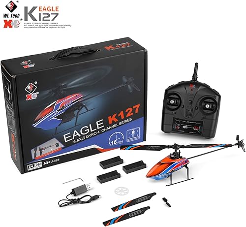 Miniatura 9 de GoolRC Helicóptero a control remoto, WLtoys XK K127 Helicóptero de control remoto, 4 canales RC con giroscopio de 6 ejes, retención de altitud,