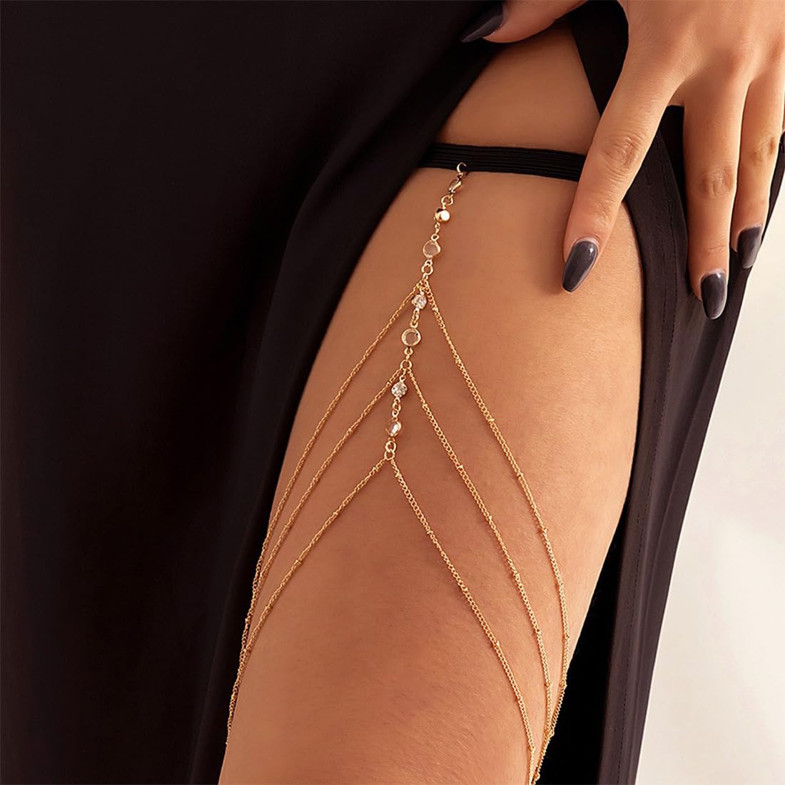 Cadena De Vientre Dorada Y Multicapa Cristal Pierna Cadena Para Mujer 3 Capas Para El Vientre Y El Cuerpo Con Cadena De Cintura Ajustable Resistente Al Agua No Se Deslustra Cadena De Cintura