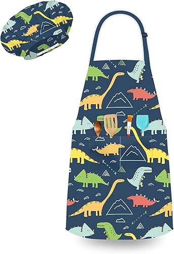Delantal para niños, delantal unisex con correa ajustable para el cuello, delantal de cocina para cocinar, pintar y hornear