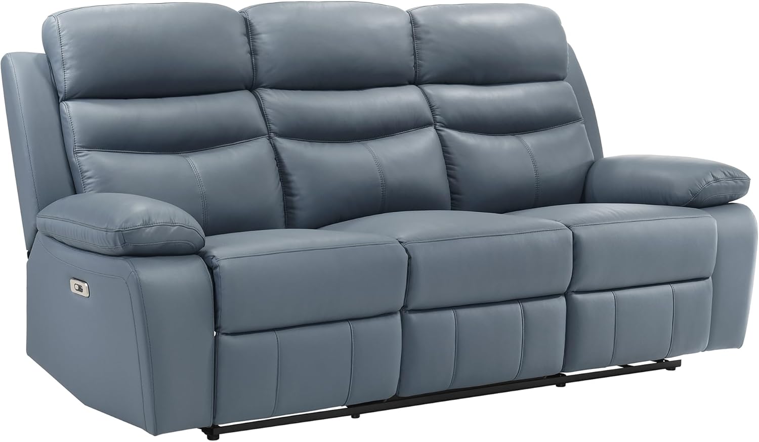 Lexicon Recliner Sofa for Living Room, Double Recliner RV Couch, Power Wall Hugger Recliner Home Theater Seating Leather Reclining Sofa, with USB Charge Port, 86.5''W Sofa, Blue