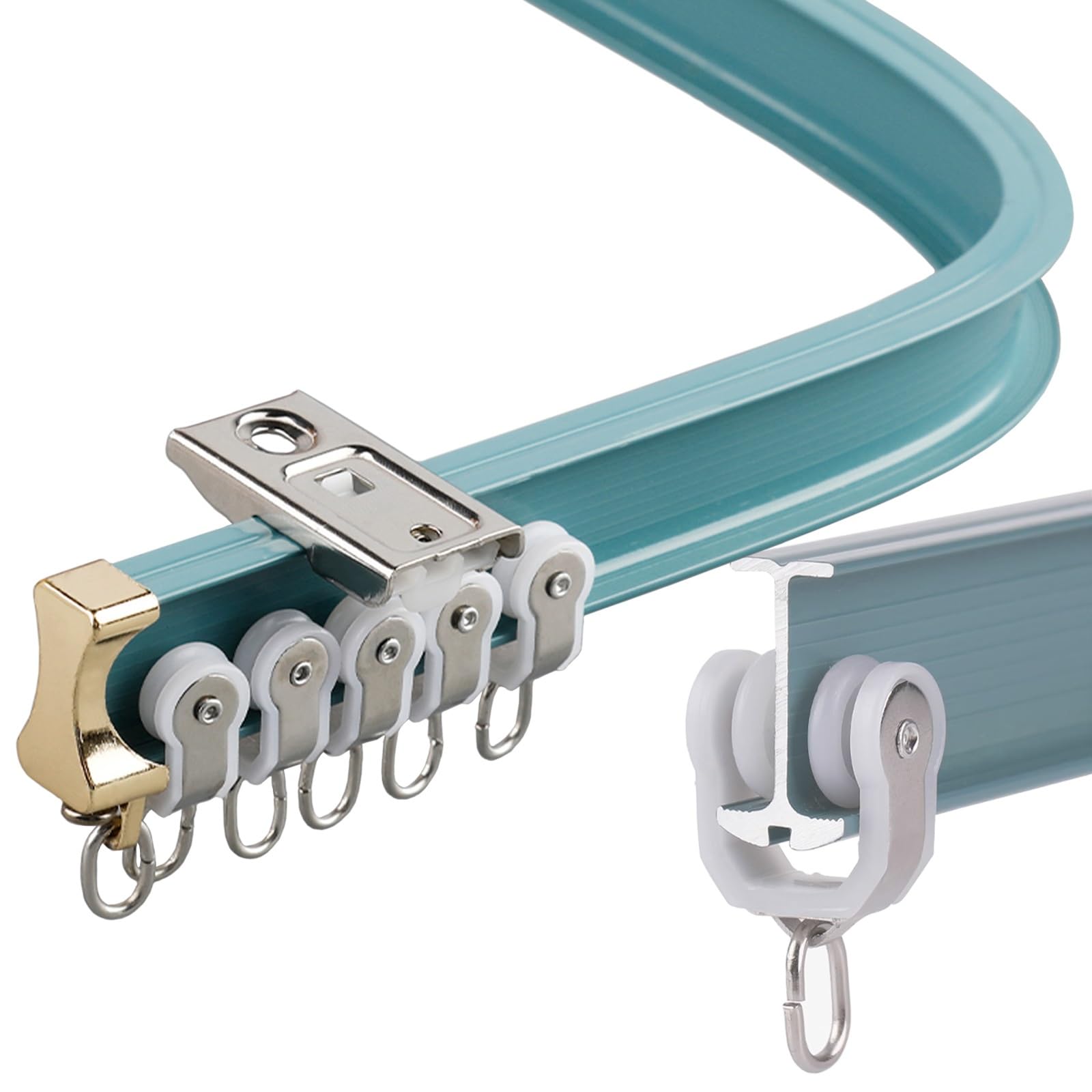 Ceiling Curtain Track Bendable And Straight Wall Curtain Track, Flexible Curved Aluminum Heavy Duty with Silent Pulley