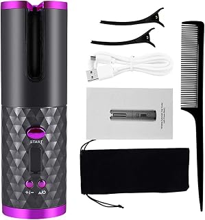 USB Rechargeable Automatic Wireless Electric Hair Curler L/R Rotating Curler,Cordless Auto Curler 300F-390F Temperature Control Full Anti-scalding, Curls or Waves Anytime