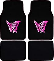 Vista 13 de BDK Alfombras con diseño floral de flores rosas para automóvil, camioneta, camión, SUV, juego completo de 4 piezas delanteras y traseras