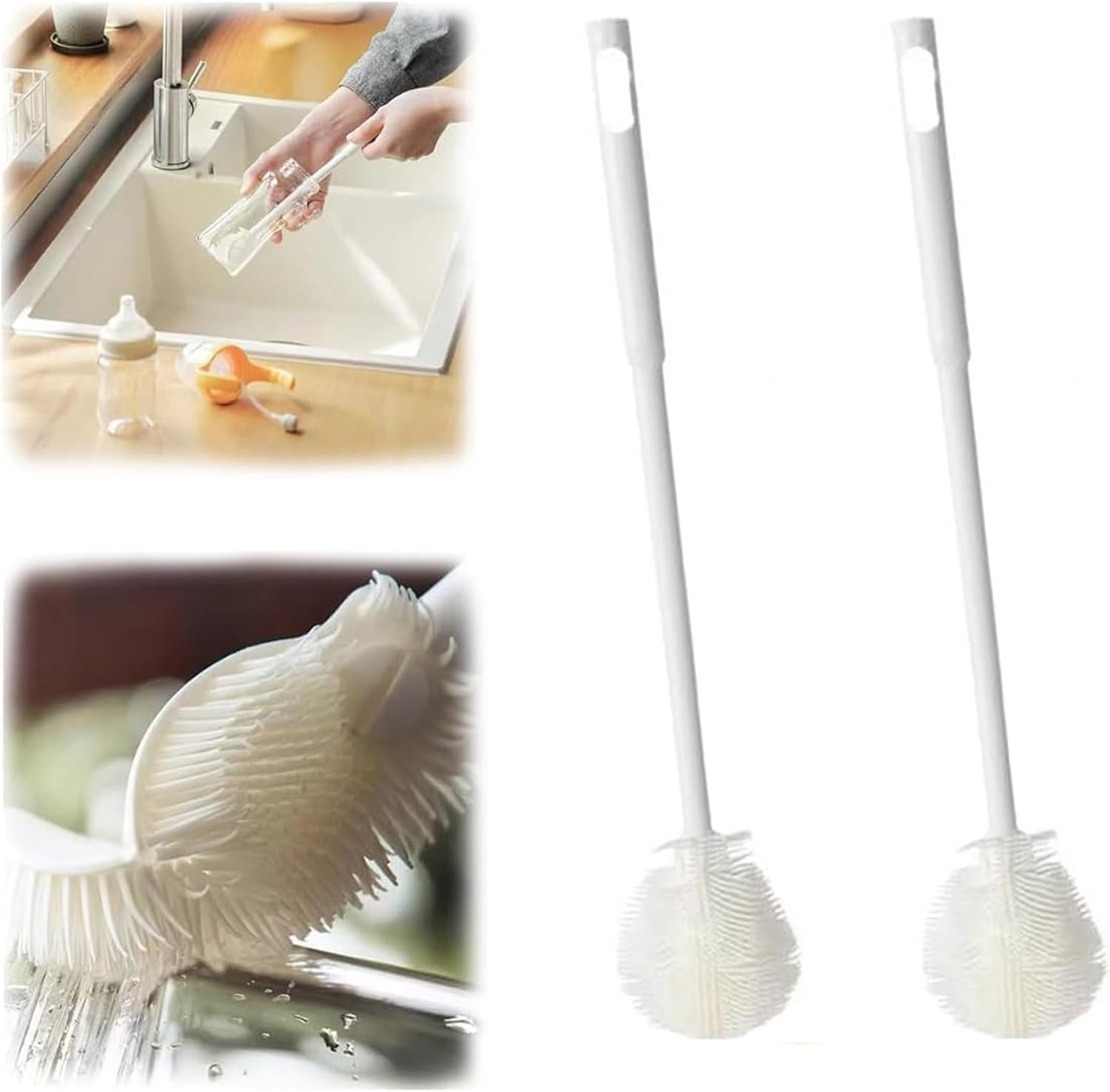 Silicone Bottle Cleaning Brush, 360 Degree Rotational, Flexible Soft Bristle, Long Handle Cleaning Brush for Jar, Cup, Glass Mug Container and Kitchenware (29 × 5.5 × 1cm) (1)-image-18