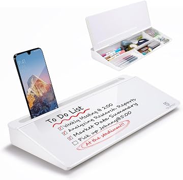 TSJ OFFICE Desktop Whiteboard Dry-Erase-Board - Computer Keyboard Stand White Board Surface Pad with Drawer, Desk Organizers with Accessories for Office, Home, School Supplies 2
