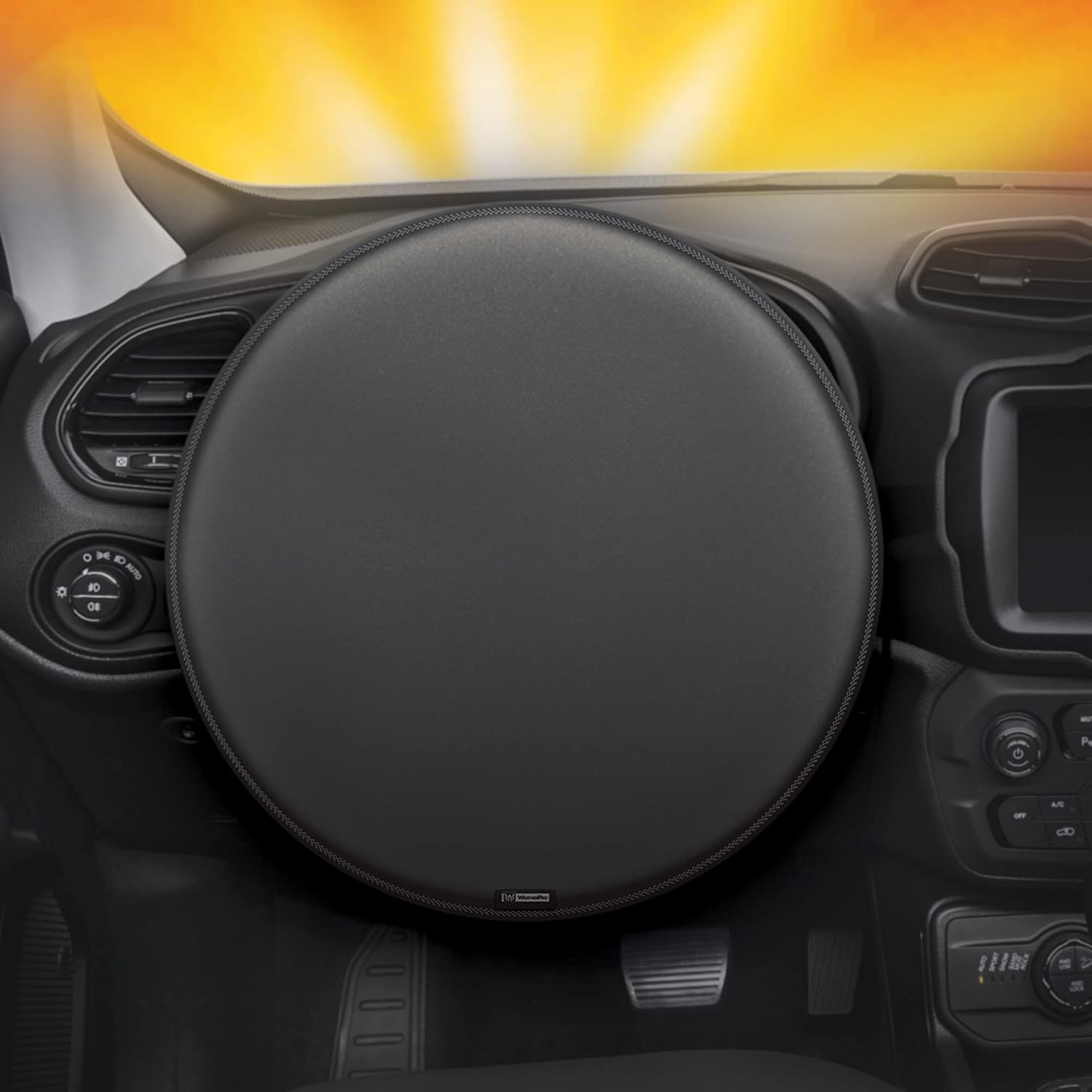 Plasticolor 008410R01 WeatherPro All Black Steering Wheel Cover Sunshade image 4