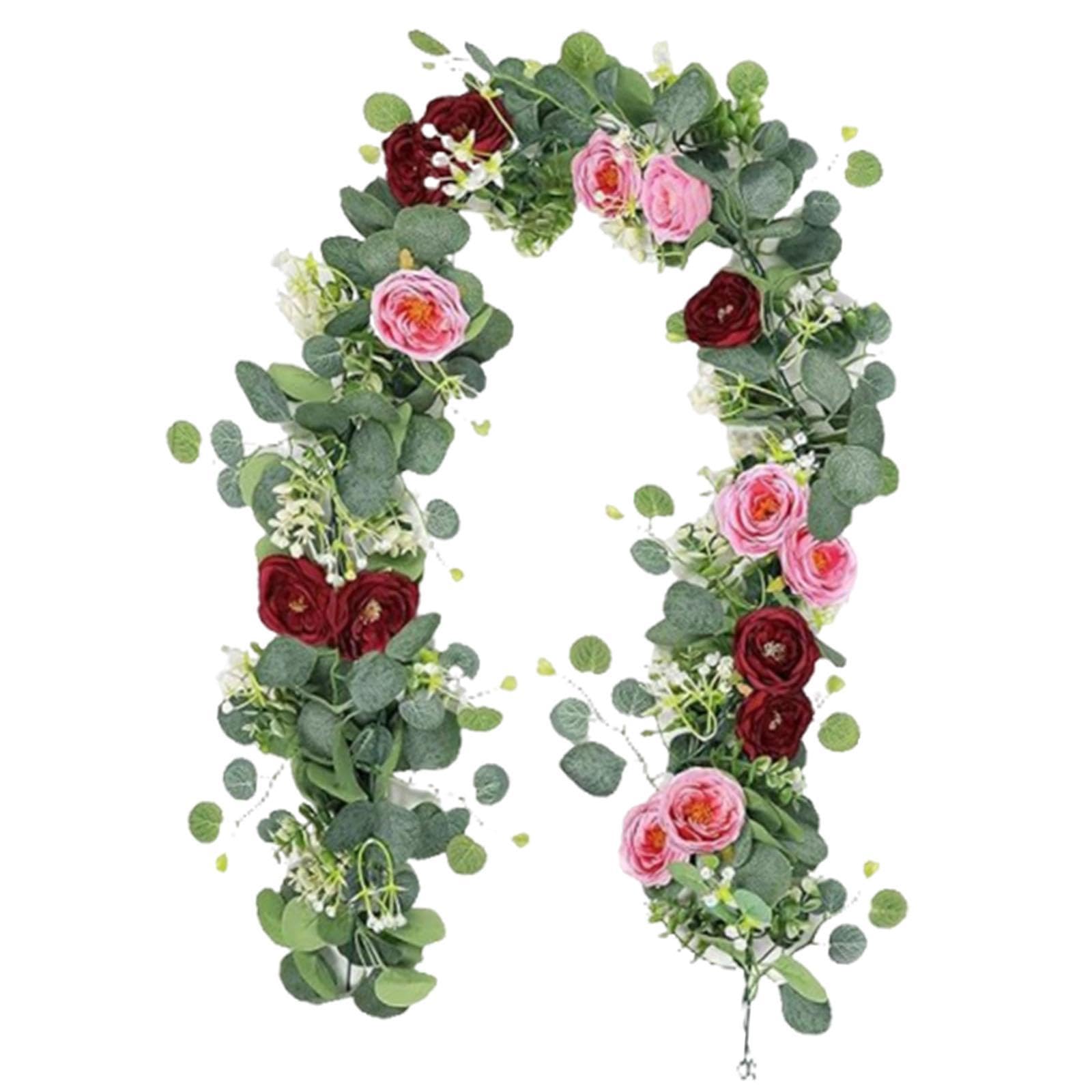 Guirlande de verdure artificielle rouge pour arche de mariage de 180 cm