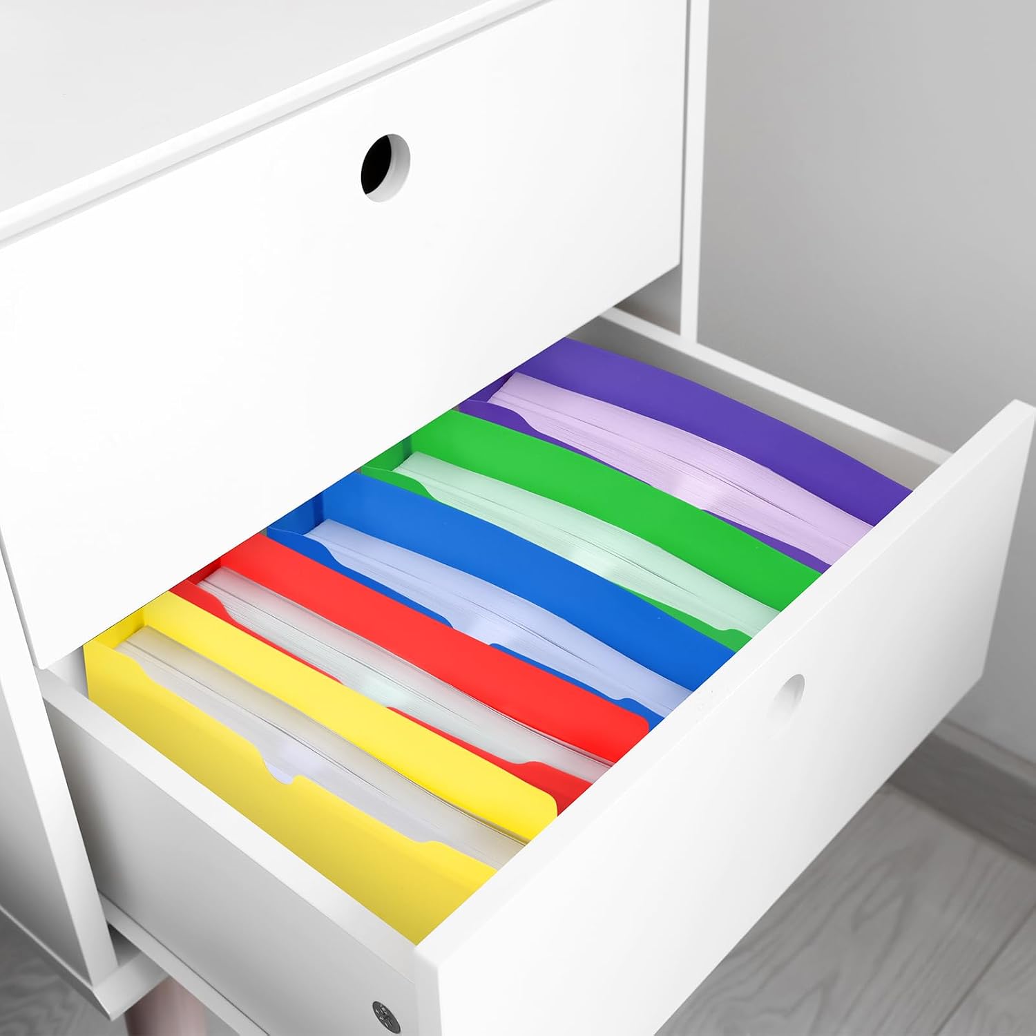 Dunzoom 50 Pack File Jackets Letter Size 2 Inch Stylish Expansion Manila Plastic File Folders Expandable Heavy Duty Reinforced Straight Cut Tab Expandable Document Jacket for Office
