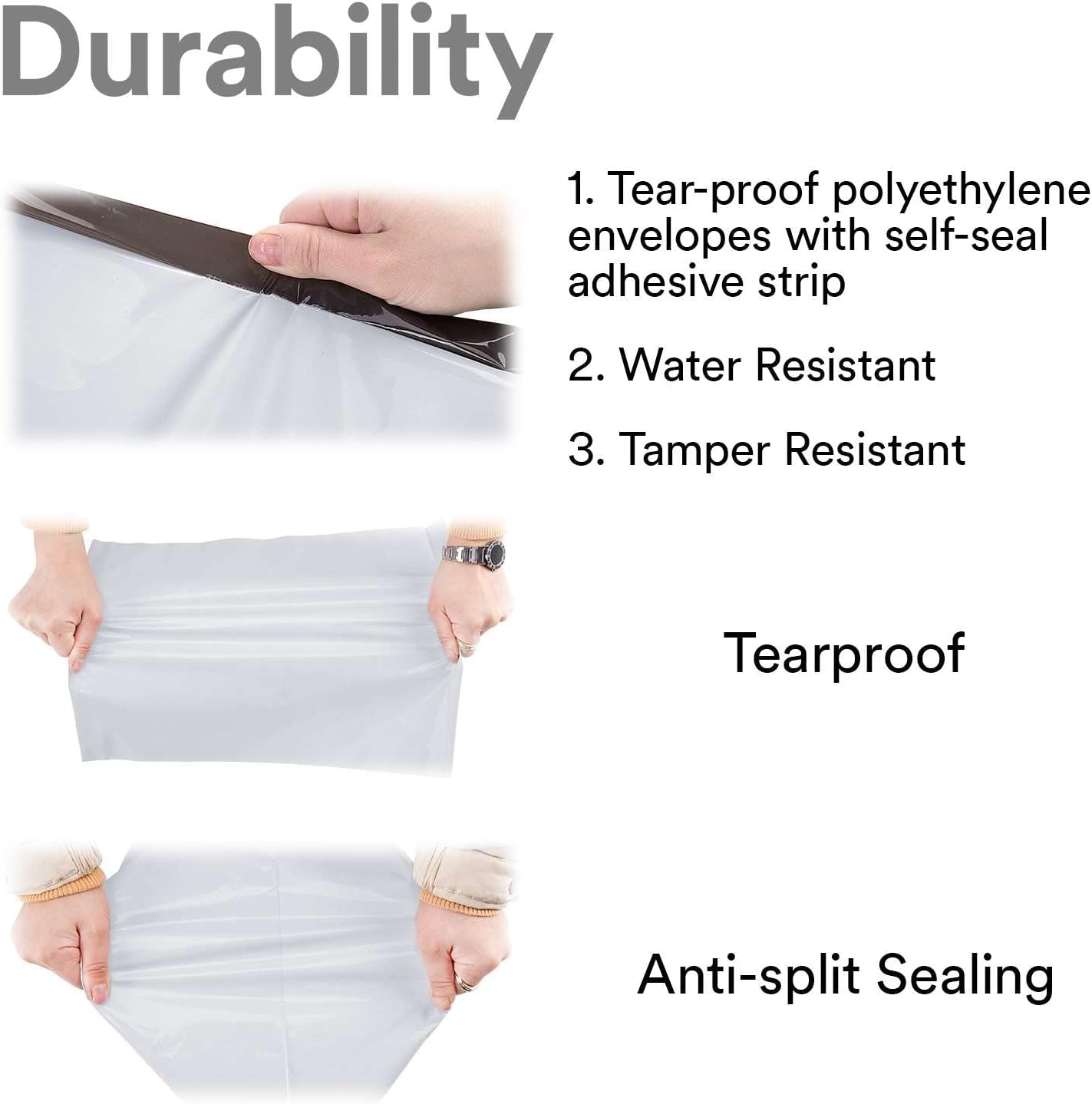 11"x15" (28cm x 38cm) 200pcs White Poly Bag Mailers Plastic Packaging Mailing Shipping Bag Waterproof and Tear-Proof Strong Self Adhesive Multipurpose Envelope Small Medium Large
